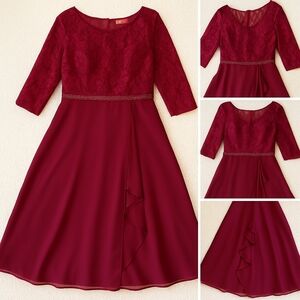 ✨ JJ’s House Burgundy Lace & Chiffon Party Dress | Size 12 | NWT ✨